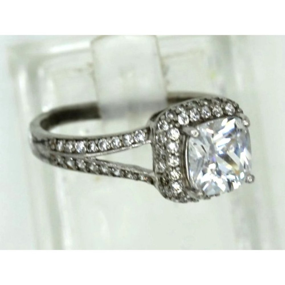 925 STERLING vintage IBB cz diamond cluster ring size 7